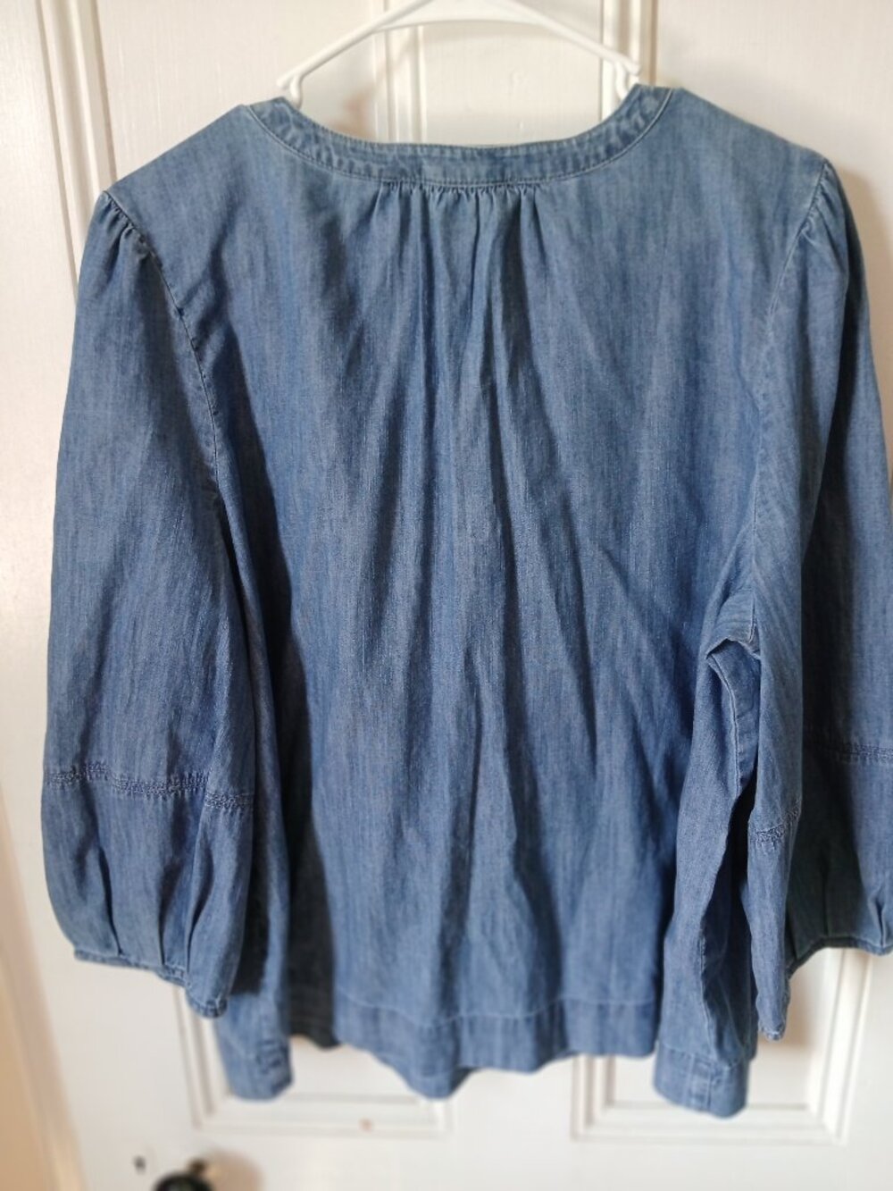 Loft chambray puff sleeve blouse XL new without tags - Picture 4 of 4